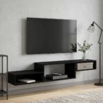 vidaXL Nástenný TV kabinet Nástenná montáž Čierny dub 150 x 28 x 26 cm