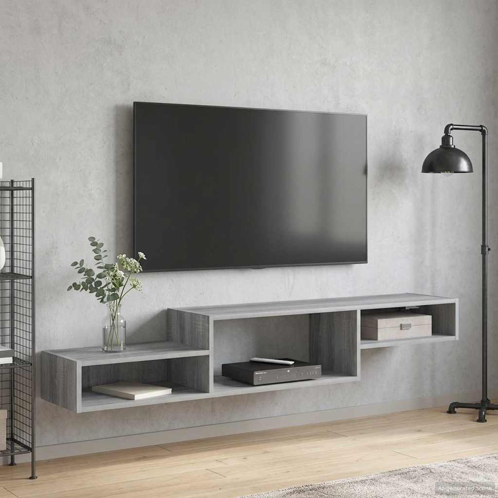 8005994_1.jpg vidaXL Nástenný TV kabinet Nástenná montáž Sivý Sonoma – Obrázok 1