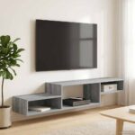 vidaXL Nástenný TV kabinet Nástenná montáž Sivý Sonoma – Obrázok 4
