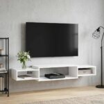 vidaXL Nástenný TV kabinet Nástenná montáž Biela 140 x 28 x 21 cm