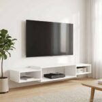 vidaXL Nástenný TV kabinet Nástenná montáž Biela 140 x 28 x 21 cm – Obrázok 4