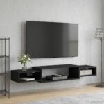 vidaXL Nástenný TV kabinet Nástenná montáž Čierny dub 140 x 28 x 21 cm