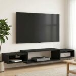 vidaXL Nástenný TV kabinet Nástenná montáž Čierny dub 140 x 28 x 21 cm – Obrázok 4