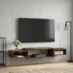 vidaXL Nástenný TV kabinet Nástenná montáž Dymový dub 140 x 28 x 21 cm