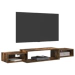 vidaXL Nástenný TV kabinet Nástenná montáž Dymový dub 140 x 28 x 21 cm – Obrázok 3