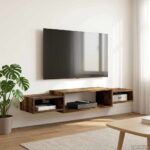 vidaXL Nástenný TV kabinet Nástenná montáž Dymový dub 140 x 28 x 21 cm – Obrázok 4