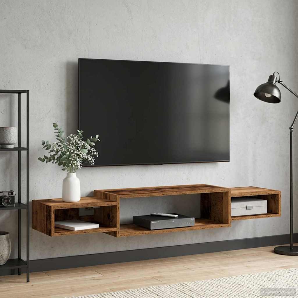 8006003_1.jpg vidaXL Nástenný TV kabinet Nástenná montáž Staré drevo – Obrázok 1