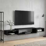 vidaXL Nástenný TV kabinet Nástenná montáž Čierny dub 180 x 28 x 21 cm – Obrázok 4