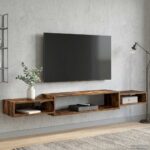 vidaXL Nástenný TV kabinet Nástenná montáž Dymový dub 180 x 28 x 21 cm
