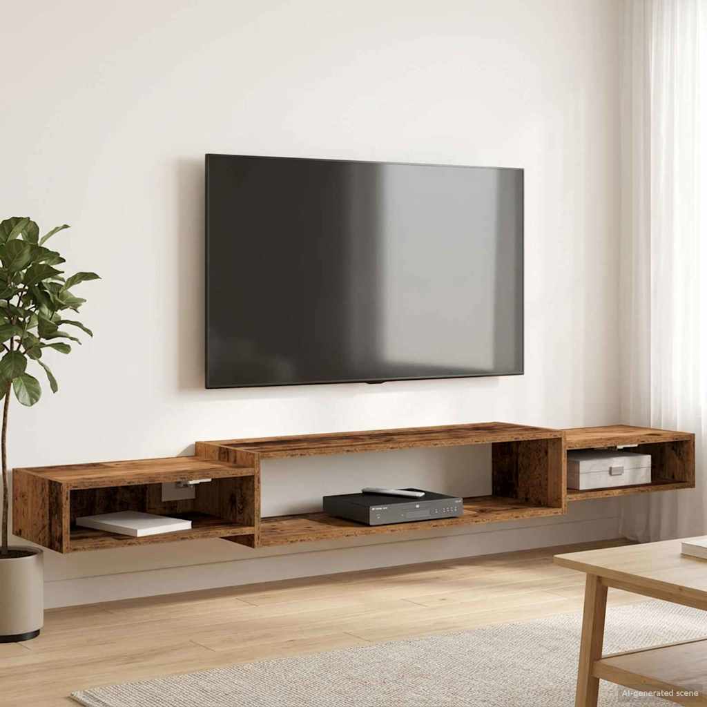 8006011_1.jpg vidaXL Nástenný TV kabinet Nástenná montáž Staré drevo – Obrázok 1