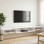 vidaXL Nástenný TV kabinet Nástenná montáž Biela 220 x 28 x 21 cm