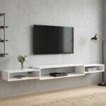 vidaXL Nástenný TV kabinet Nástenná montáž Biela 220 x 28 x 21 cm – Obrázok 4