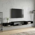 vidaXL Nástenný TV kabinet Nástenná montáž Čierny dub 220 x 28 x 21 cm