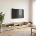 vidaXL Nástenný TV kabinet Nástenná montáž Dub sonoma 220 x 28 x 21 cm