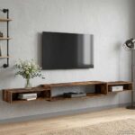 vidaXL Nástenný TV kabinet Nástenná montáž Dymový dub 220 x 28 x 21 cm – Obrázok 4