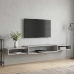 vidaXL Nástenný TV kabinet Nástenná montáž Sivý Sonoma – Obrázok 4