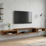 vidaXL Nástenný TV kabinet Nástenná montáž Staré drevo – Obrázok 4
