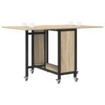 vidaXL Skladací jedálenský stôl s kolieskami 130 x 80 x 76,5 cm – Obrázok 3