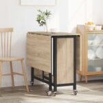 vidaXL Skladací jedálenský stôl s kolieskami 130 x 80 x 76,5 cm – Obrázok 4