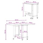 vidaXL Skladací jedálenský stôl s kolieskami 130 x 80 x 76,5 cm – Obrázok 11