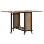 vidaXL Skladací jedálenský stôl s kolieskami 130 x 80 x 76,5 cm – Obrázok 3