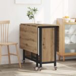 vidaXL Skladací jedálenský stôl s kolieskami 130 x 80 x 76,5 cm – Obrázok 4