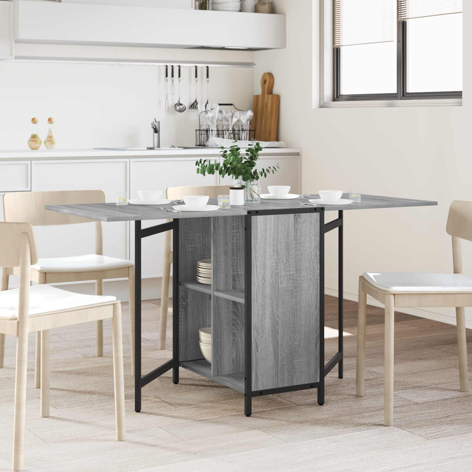 8006068_1.jpg vidaXL Jedálenský stôl 144 x 60 x 75 cm Kompozitné drevo Sivý Sonoma – Obrázok 1