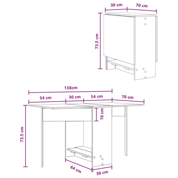 vidaXL Jedálenský stôl 138 x 70 x 73,5 cm Kompozitné drevo – Obrázok 10