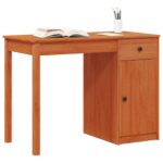 vidaXL Stôl s dverami Vosková Hnedá 100 x 50 x 74 cm Masívna borovica – Obrázok 3