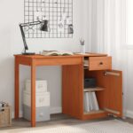 vidaXL Stôl s dverami Vosková Hnedá 100 x 50 x 74 cm Masívna borovica – Obrázok 5