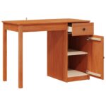vidaXL Stôl s dverami Vosková Hnedá 100 x 50 x 74 cm Masívna borovica – Obrázok 6