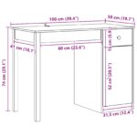 vidaXL Stôl s dverami Vosková Hnedá 100 x 50 x 74 cm Masívna borovica – Obrázok 9
