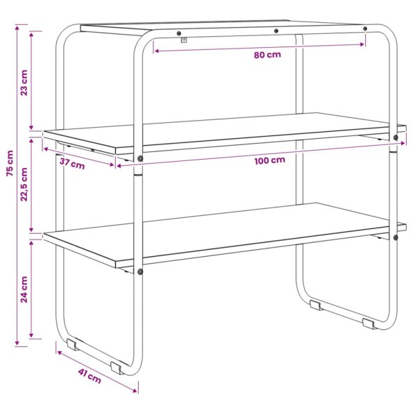 vidaXL Konzolový stôl Dymový dub 100 x 41 x 75 cm Kompozitné drevo – Obrázok 8