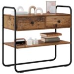 vidaXL Konzolový stôl Staré drevo 100 x 40 x 75 cm Kompozitné drevo – Obrázok 3