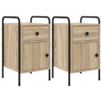 vidaXL Nočný stolík 2 ks Dub sonoma 35 x 36,5 x 61 cm Kompozitné drevo – Obrázok 2