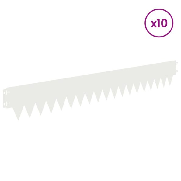 vidaXL Obrubník trávnika 10 pcs 103 x 15 cm kov Biela – Obrázok 3