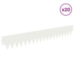 vidaXL Obrubník trávnika 20 pcs 103 x 15 cm kov Biela – Obrázok 3