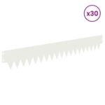 vidaXL Obrubník trávnika 30 pcs 103 x 15 cm kov Biela – Obrázok 3