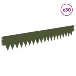 vidaXL Obrubník trávnika 30 pcs 103 x 15 cm kov Olivovo zelená – Obrázok 3