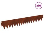vidaXL Obrubník trávnika 10 pcs 103 x 15 cm kov Hrdzavý – Obrázok 3