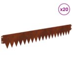 vidaXL Obrubník trávnika 20 pcs 103 x 15 cm kov Hrdzavý – Obrázok 3
