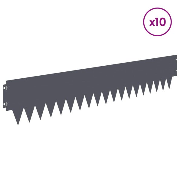 vidaXL Obrubník trávnika 10 pcs 103 x 20 cm kov Antracitová – Obrázok 3