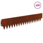 vidaXL Obrubník trávnika 10 pcs 103 x 20 cm kov Hrdzavý – Obrázok 3