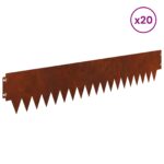 vidaXL Obrubník trávnika 20 pcs 103 x 20 cm kov Hrdzavý – Obrázok 3
