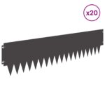 vidaXL Obrubník trávnika 20 pcs 103 x 25 cm kov Čierna – Obrázok 3