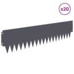 vidaXL Obrubník trávnika 20 pcs 103 x 25 cm kov Antracitová – Obrázok 3