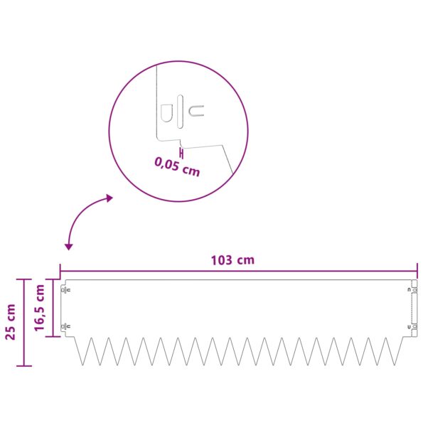 vidaXL Obrubník trávnika 10 pcs 103 x 25 cm kov Strieborná – Obrázok 9