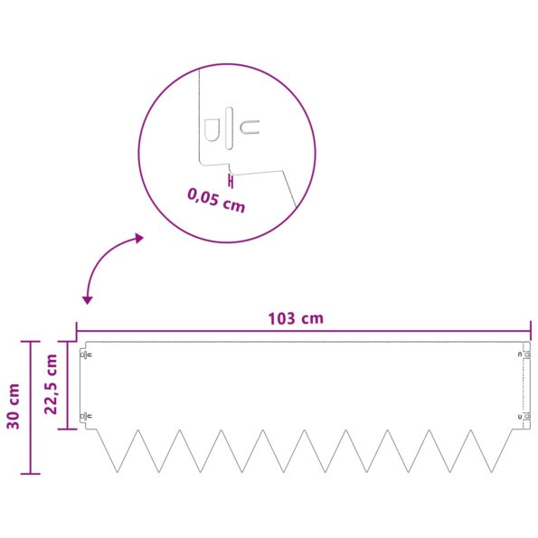 vidaXL Obrubník trávnika 10 pcs 103 x 30 cm kov Čierna – Obrázok 10