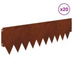vidaXL Obrubník trávnika 20 pcs 103 x 30 cm kov Hrdzavý – Obrázok 3
