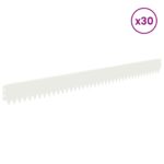 vidaXL Obrubník trávnika 30 pcs 103 x 10 cm Oceľ Biela – Obrázok 3